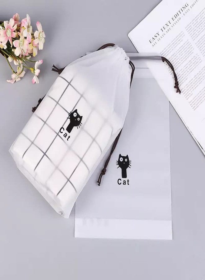 Aimers Pack of 10 Shoe Bag Cover for Travelling Shoes Organizer for Packing Transparent Shoes Bag Pouches for Storage Organizer for Men Women Shoe Cover for Travel Essentials Accessories (Cat) - Image 2